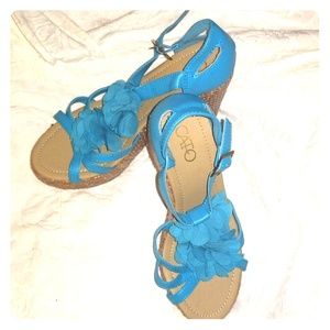 Turquoise Wedge Sandals